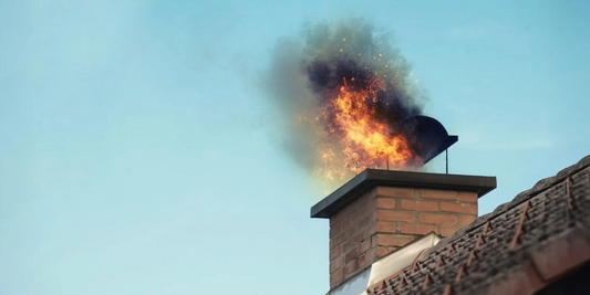 brick chimney with a flames coming out the top