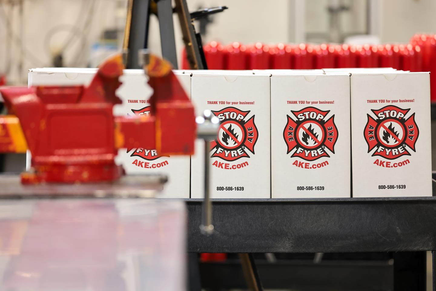 STOP-FYRE fire extinguishers in production